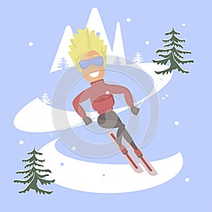 People skiing Comic concept