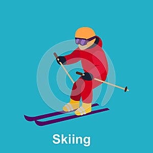 People Skiing Flat Style Design