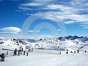 People skiing in mountains