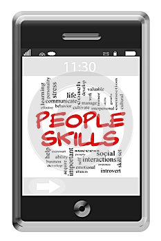 People Skills Word Cloud Concept on Touchscreen Phone