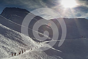 People sking at the Cauteret ski resort