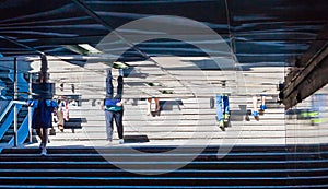 View of People on the stairs of the underpass