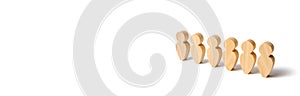 People stand in a formation on a white background. Discipline and order, submission. In anticipation of an order. People stand photo