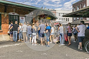 People standing in the queue