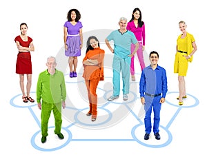 People Standing On A Web That Connects