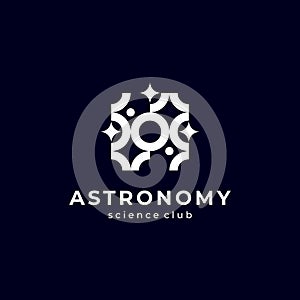 people and star for astronomy and science club logo design