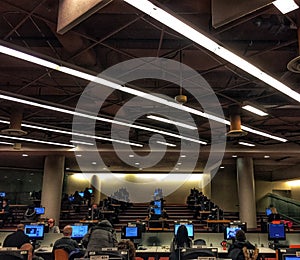 People studying inside Toronto Reference public library computer lab