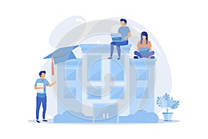 People studying remotely, e learning. Home education,