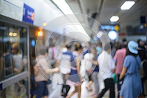 People on subway station blur motion