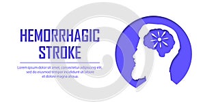 People suffering from hemorrhagic stroke. Hemorrhagic stroke patient concept. Medical help. People silhouette in paper cut style.