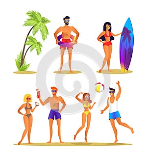 People and Summer Activities Vector Illustration