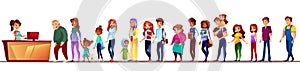 People in supermarket queue vector illustration