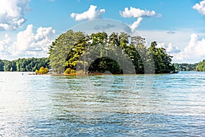 People swimming and speed boating in Lake Lanier photo