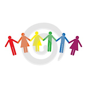 People symbol in rainbow color on white background