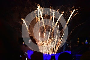 People taking photos on phones of fireworks for 30 year fall of the Berlin Wall Germany