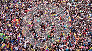 People in Taksim Square for LGBT pride parade