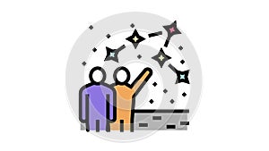people talk about constellation planetarium color icon animation