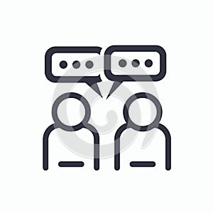 People talking, communication icon. Conversation between two people. Isolated flat vector design.