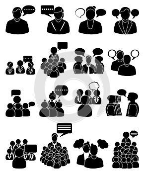 People talking icons set