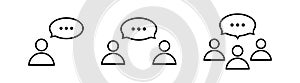 People talking line icon set. Group of people