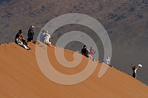 People on dune, Namibia