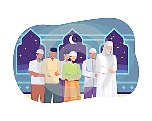 People tarawih prayer in congregation photo