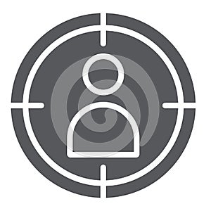 People target glyph icon, targeting and focus, person in aim sign, vector graphics, a solid pattern on a white