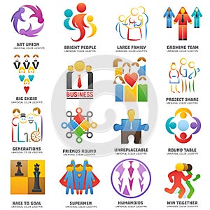 People team logo vector abstract group set teamwork union business