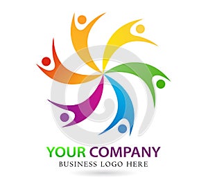 People Team work logo design, people abstract, modern business, connection icon1