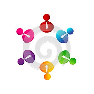 People team work together union colorful color people work together logo with tie ,business people logo