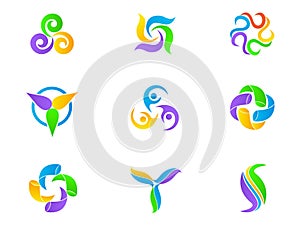 People teamwork care logo charity education diversity rotation symbol vector icon design.