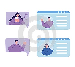 People and technology speech bubble smartphone device chatting