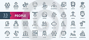 People -  thin line web icon set. Outline icons collection