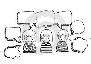 People think and dialog speech bubbles