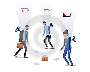 People tired at work with low life energy