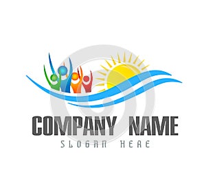 People together hands globe logo, team work, family, teamwork icon. Community, people sign in modern style on white background