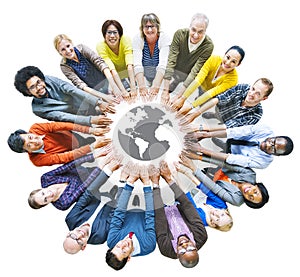 People with Togetherness Concepts and Earth Symbol