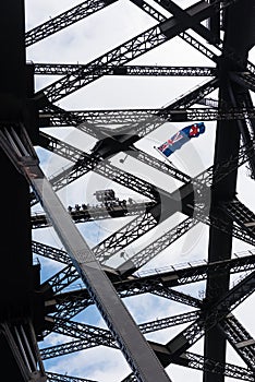 People at the top of the Harbour Bridge in Sydney, Australia