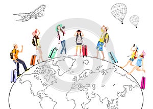 People travel around the world and Global concept