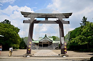 People travel and pray Hokoku Shrine it is one of several Toyoku