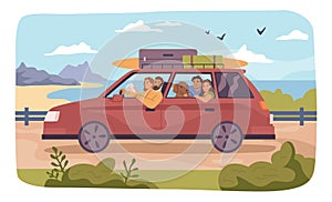 People traveling by car along beach