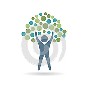 People Tree with Circles Illustration
