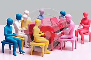 people trend performance music colourful concept modern illustration art piano. Generative AI.