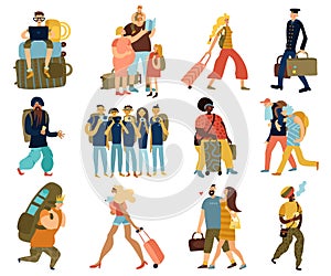People Trips Isolated Icons Set photo