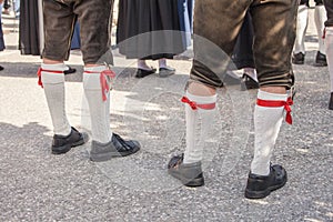 People in typical costume during an autumn local celebration in Val Isarco South Tirol