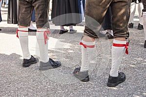 People in typical costume during an autumn local celebration in Val Isarco  South Tirol