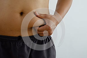 People unhealty with belly fat photo