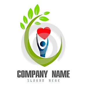 People union shape work home logo celebrating happyness logo/Love Union happy Heart shaped logo