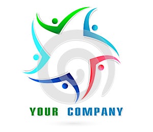 People union together team work logo icon symbol for company on white background