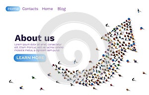 People up arrow, group network web site, banner teamwork. Vector